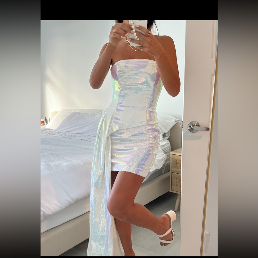 Nadine Merabi Iridescent Corset Skirt Set